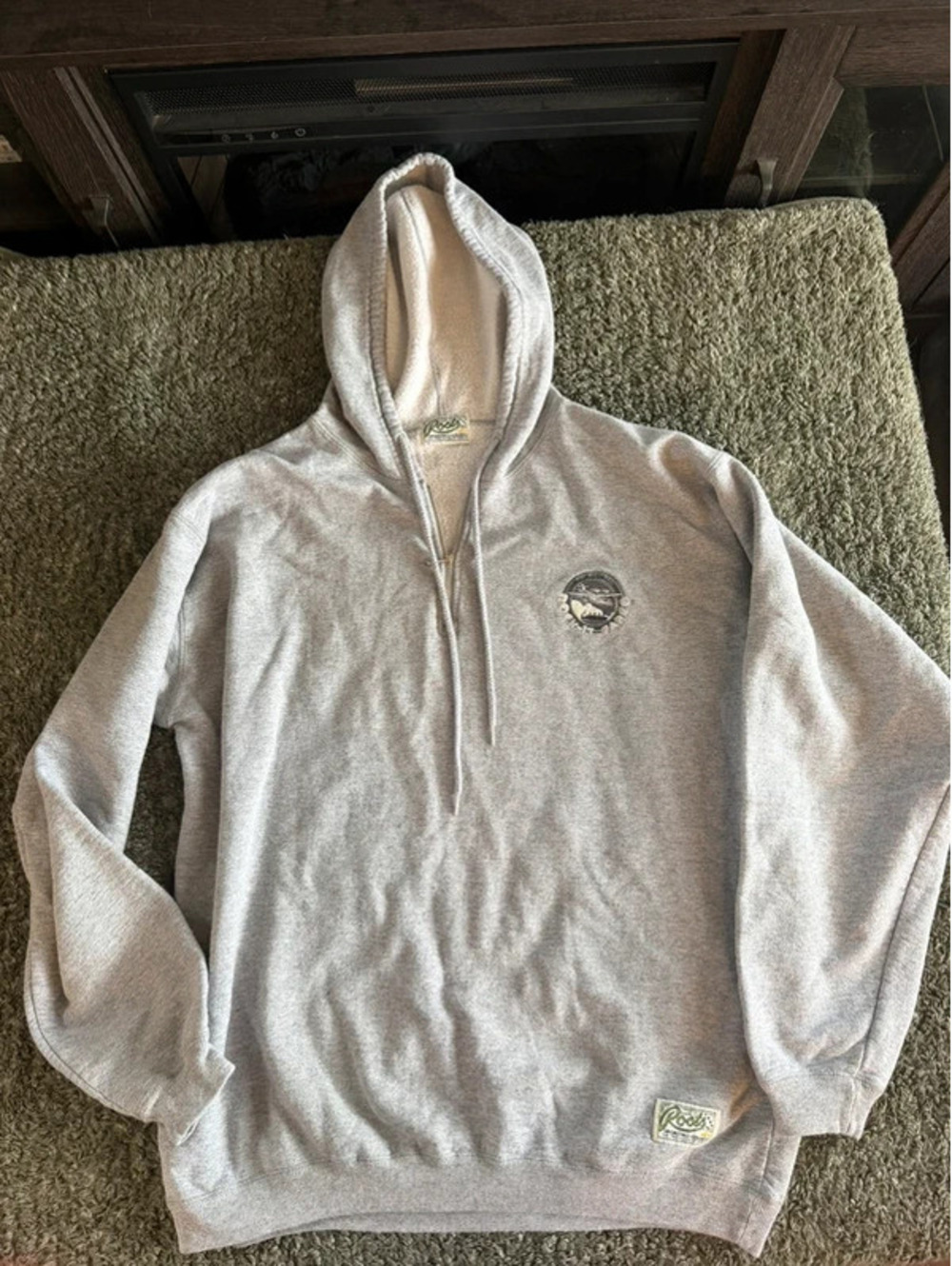 Roots Grey Pullover Hoodie Sweatshirt